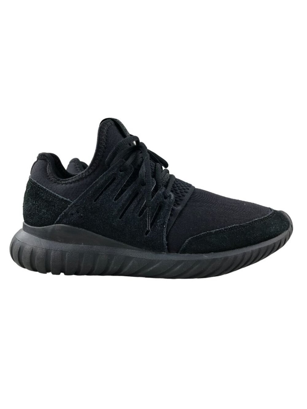 Adidas Men's Size 7.5 Tubular Radial Core Black Knit Lace-Up Sneakers S80115